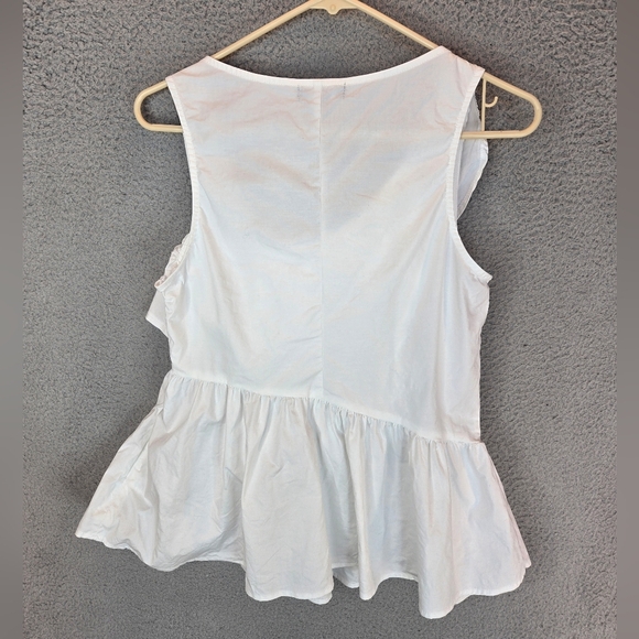 Wildfox Laurent White Womens Top Sz M Embellish Bead Ruffle Side Zip Sleeveless - Picture 6 of 12